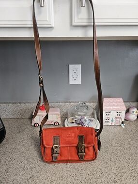 Coach Vintage Y2K Orange Suede Crossbody Bag (F3O-9358)